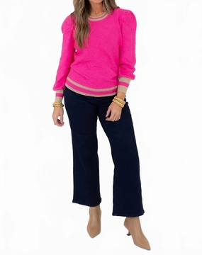 Tagless Labeling Luxury Knit Julia Monogram Knit Sweater In Rose