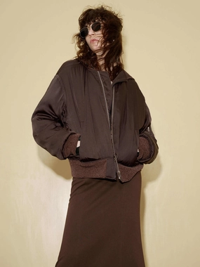 Quilted Shell Bomber Jacket Rain Guard Formal Use