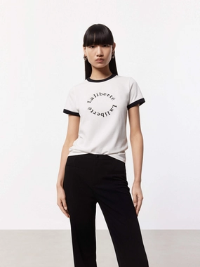 Soft Feel Cotton Contrast Detail T-shirt