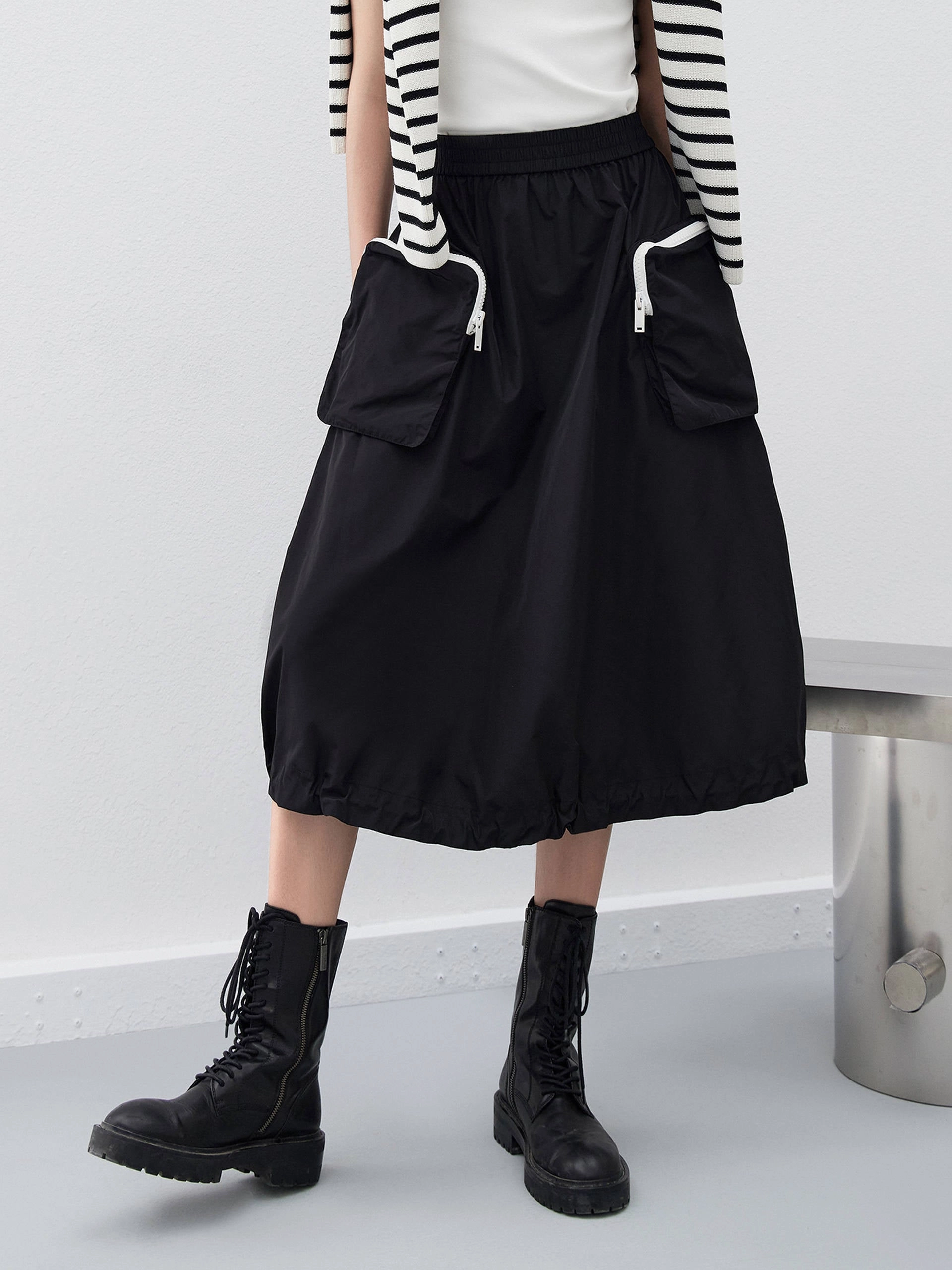 hypoallergenic Drawstring Cargo Pockets Skirt