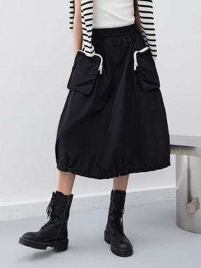 hypoallergenic Drawstring Cargo Pockets Skirt