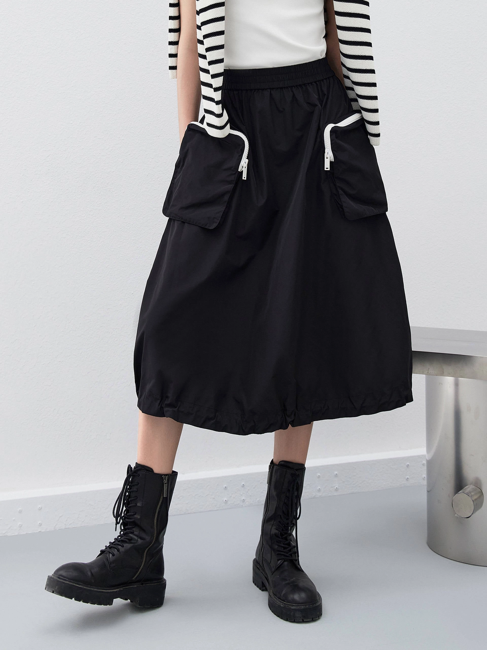 Cooling Fabric Drawstring Cargo Pockets Skirt