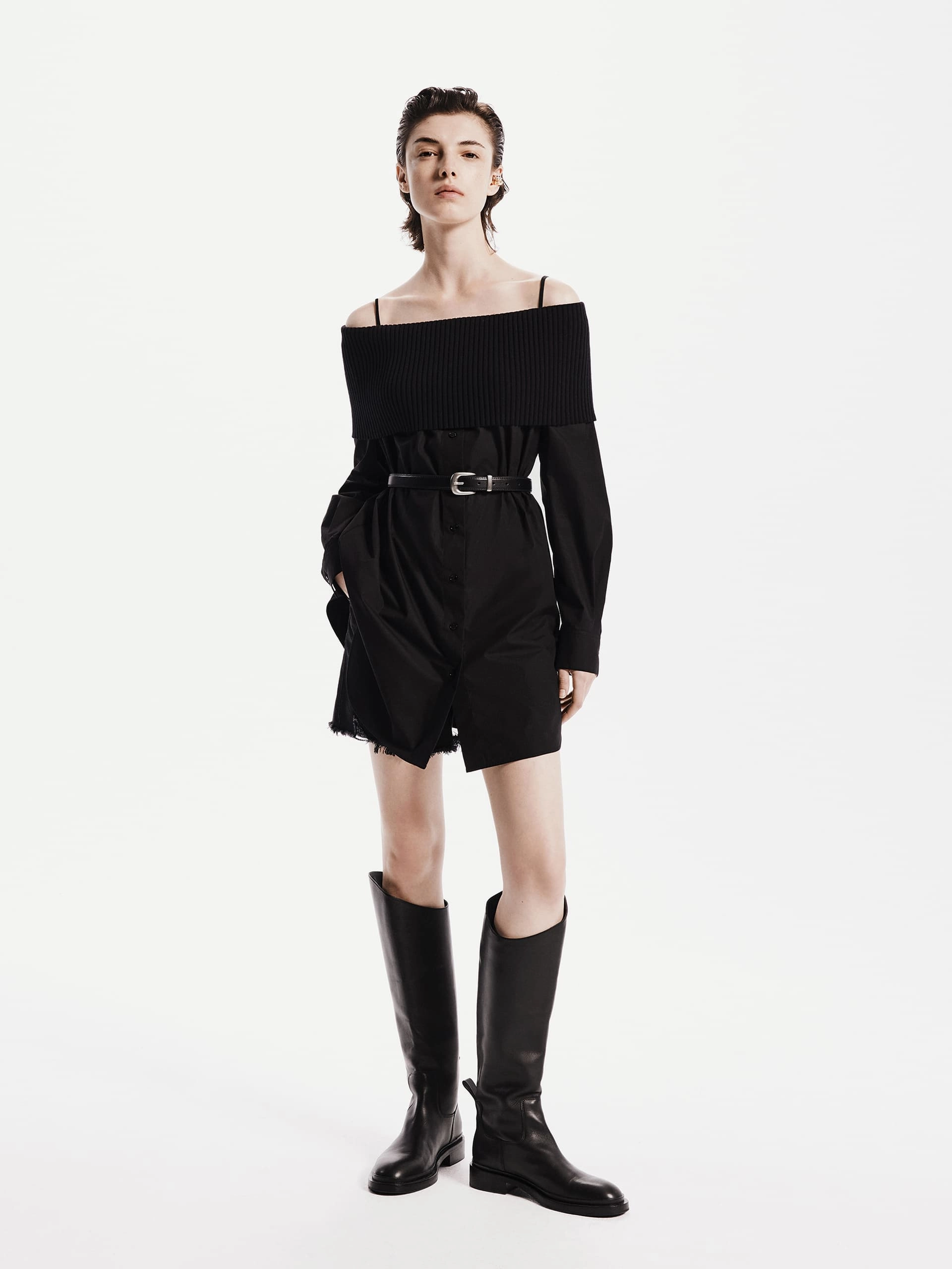 Off Shoulder Belt Dress Vibrant Spirit