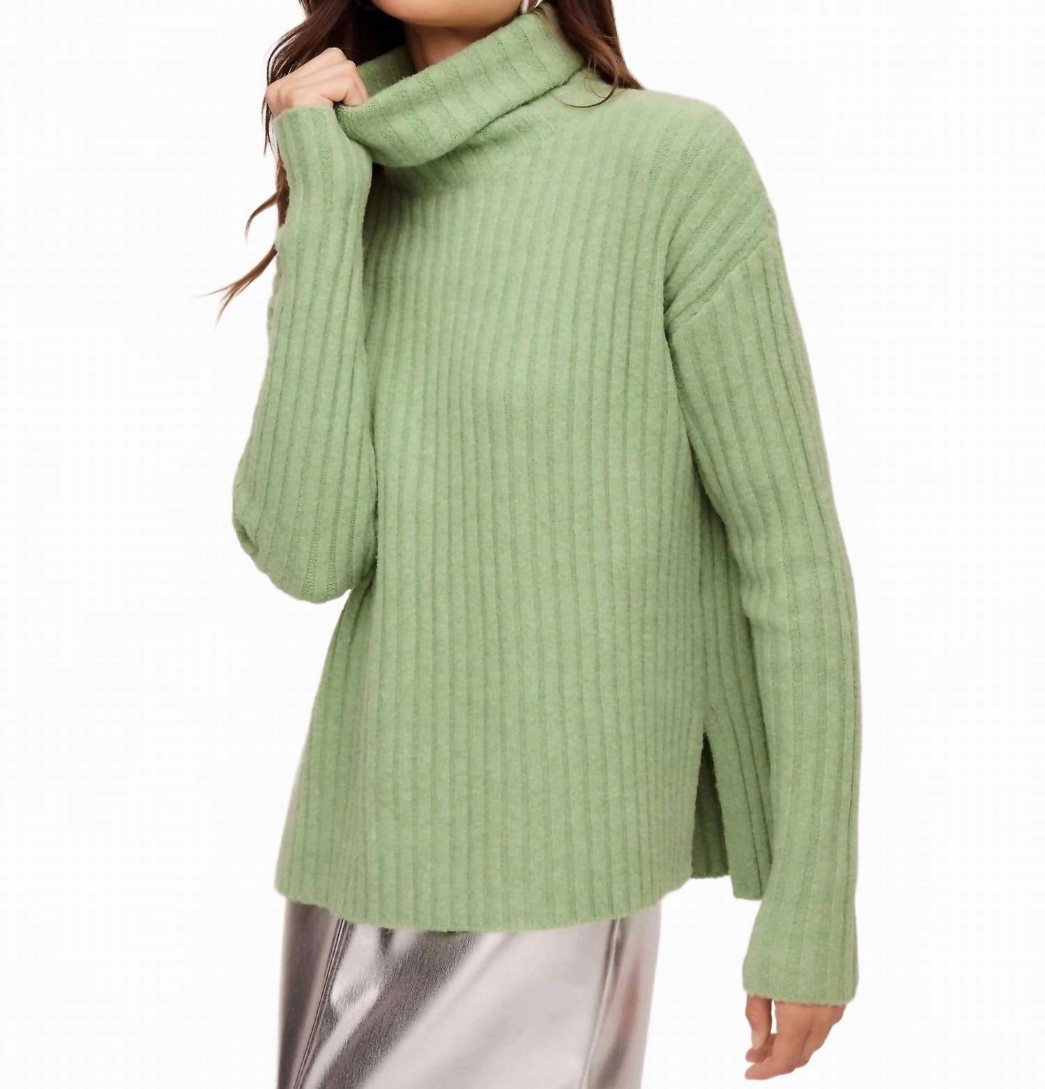 Claudia Turtleneck Sweater In Sage Snuggle Layers Soft Knit Layer
