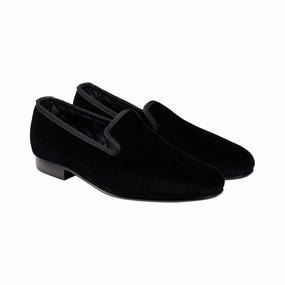 Plain Albert Black Velvet Slip Free Instant Footwear