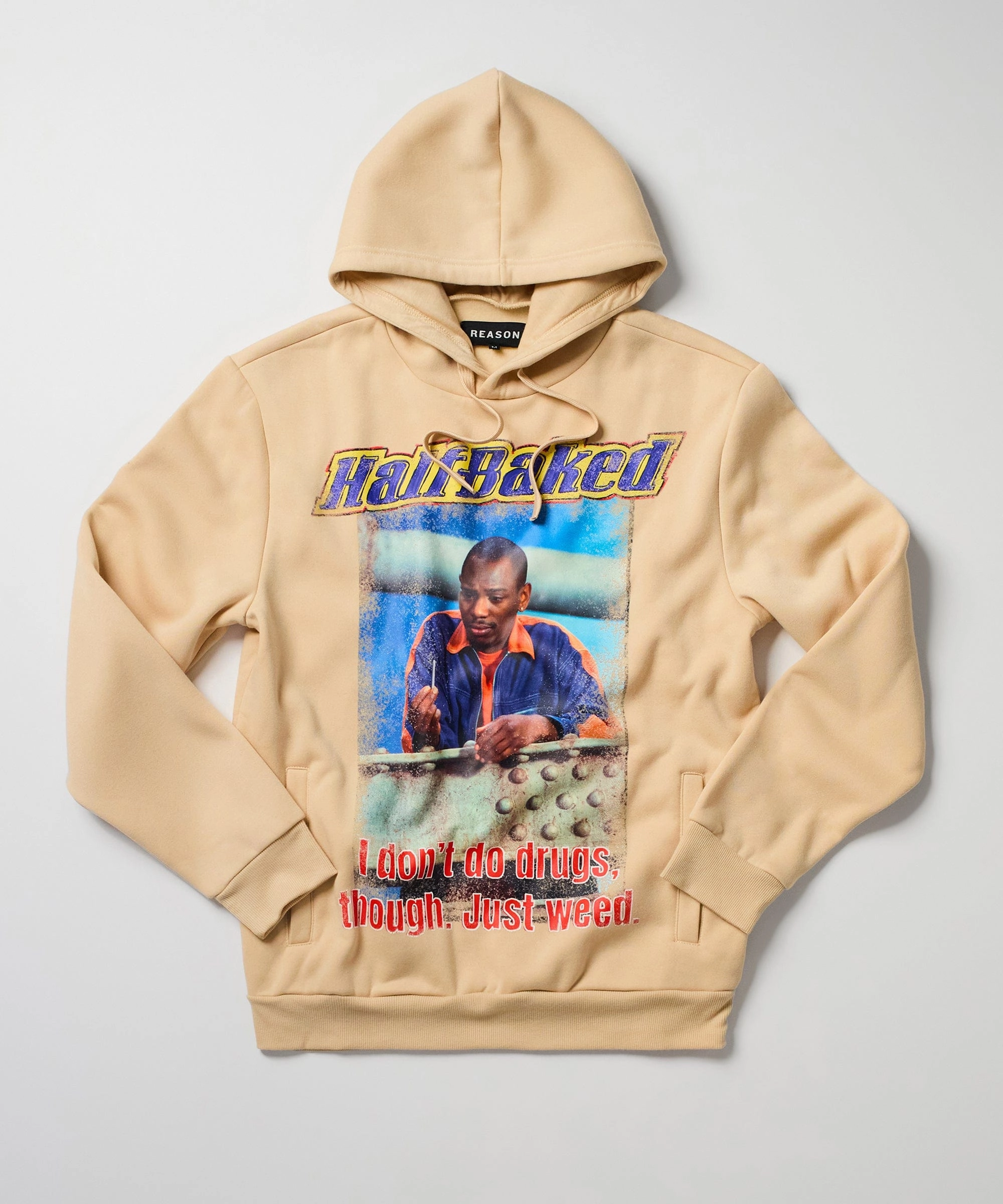 BreathableMaterial Sun Protection Fabric Half Baked Just Weed Hoodie - Khaki