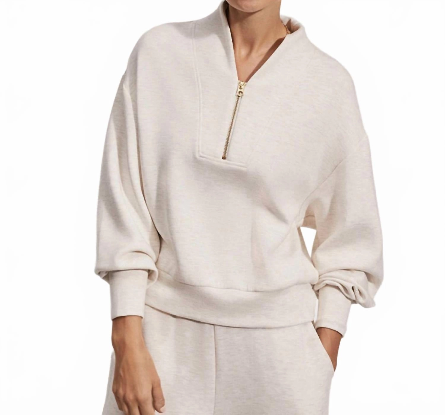 Fashionable Wear Quick Dry Material Davidson Long Sleeve Sweater In Ivory Marl