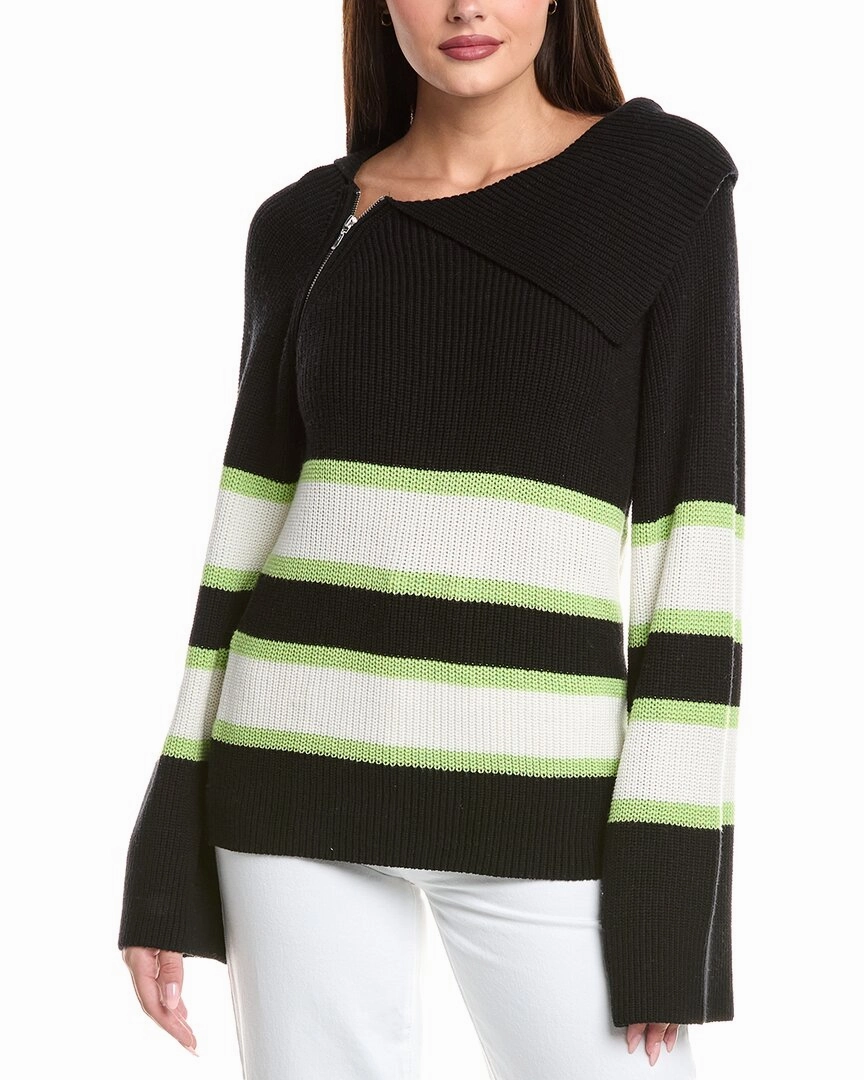 WISPR Stripe Zip Neck Silk-Blend Sweater Comfortable knit piece Chilly Days