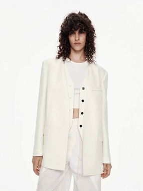 Collarless Layered Blazer Lightweight Windbreaker Tech Eco Friendly Production