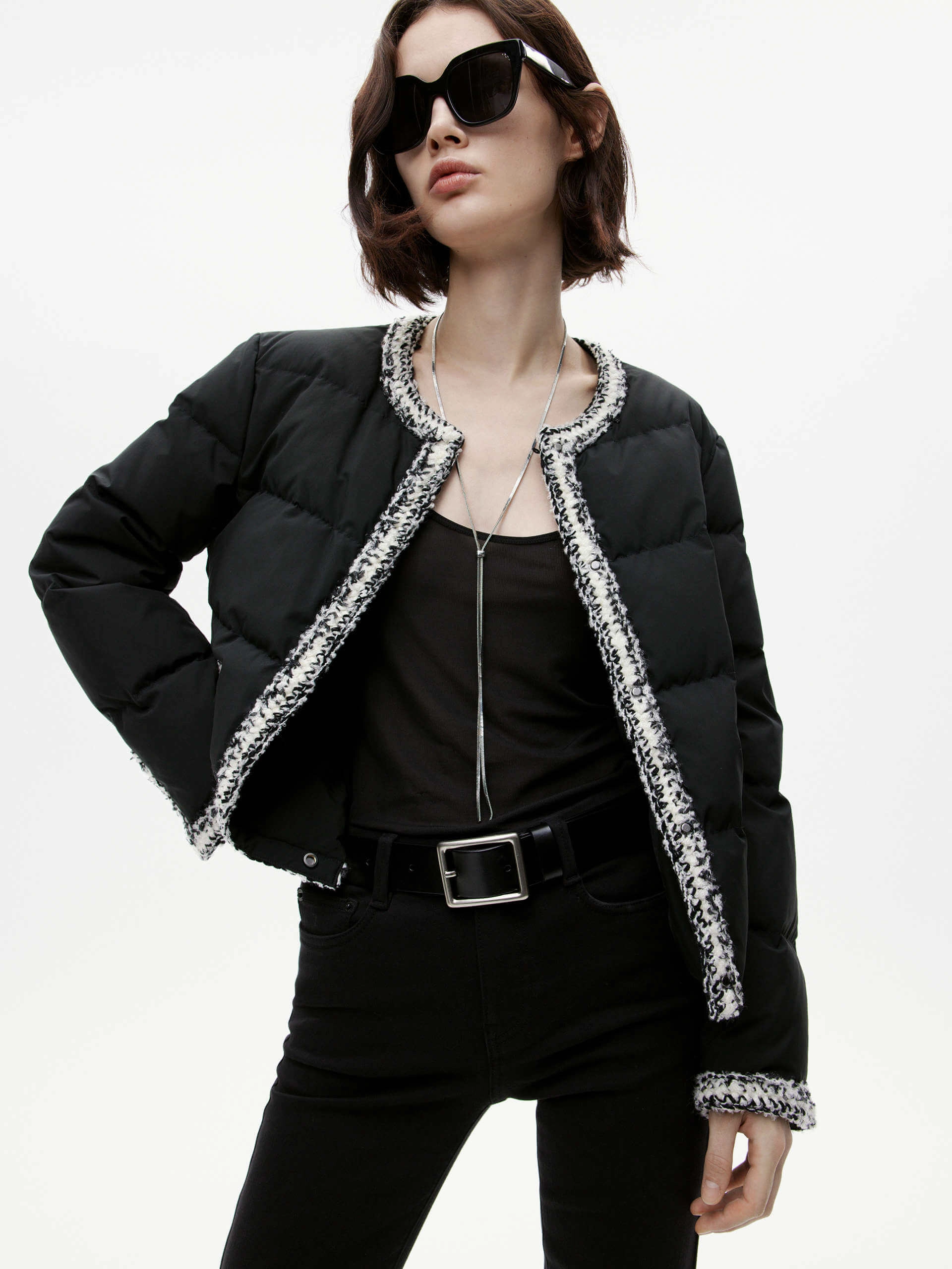 Practical Everyday Fit Collarless Puffer Jacket