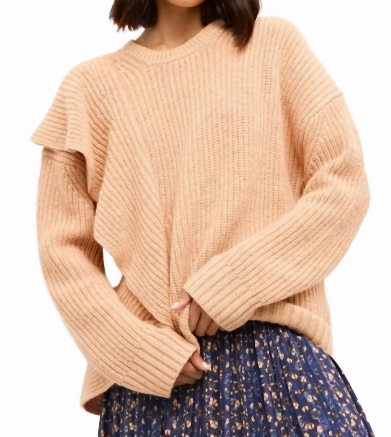 Andrea Sweater In Creamsicle Eco Friendly Yarn Blend