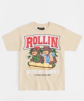 Keep Rollin Short Sleeve Tee - Khaki HiddenZipper Light Fabric