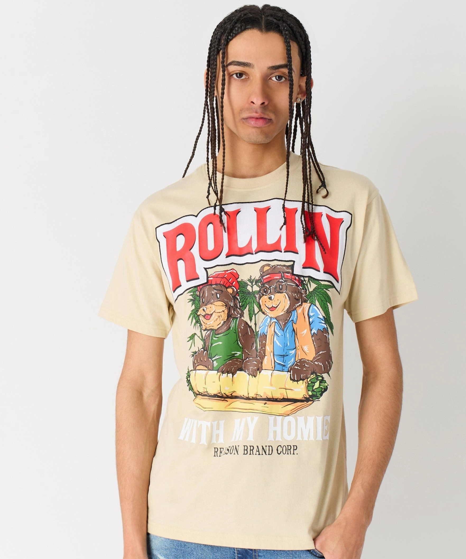 DroppedShoulder Keep Rollin Short Sleeve Tee - Khaki