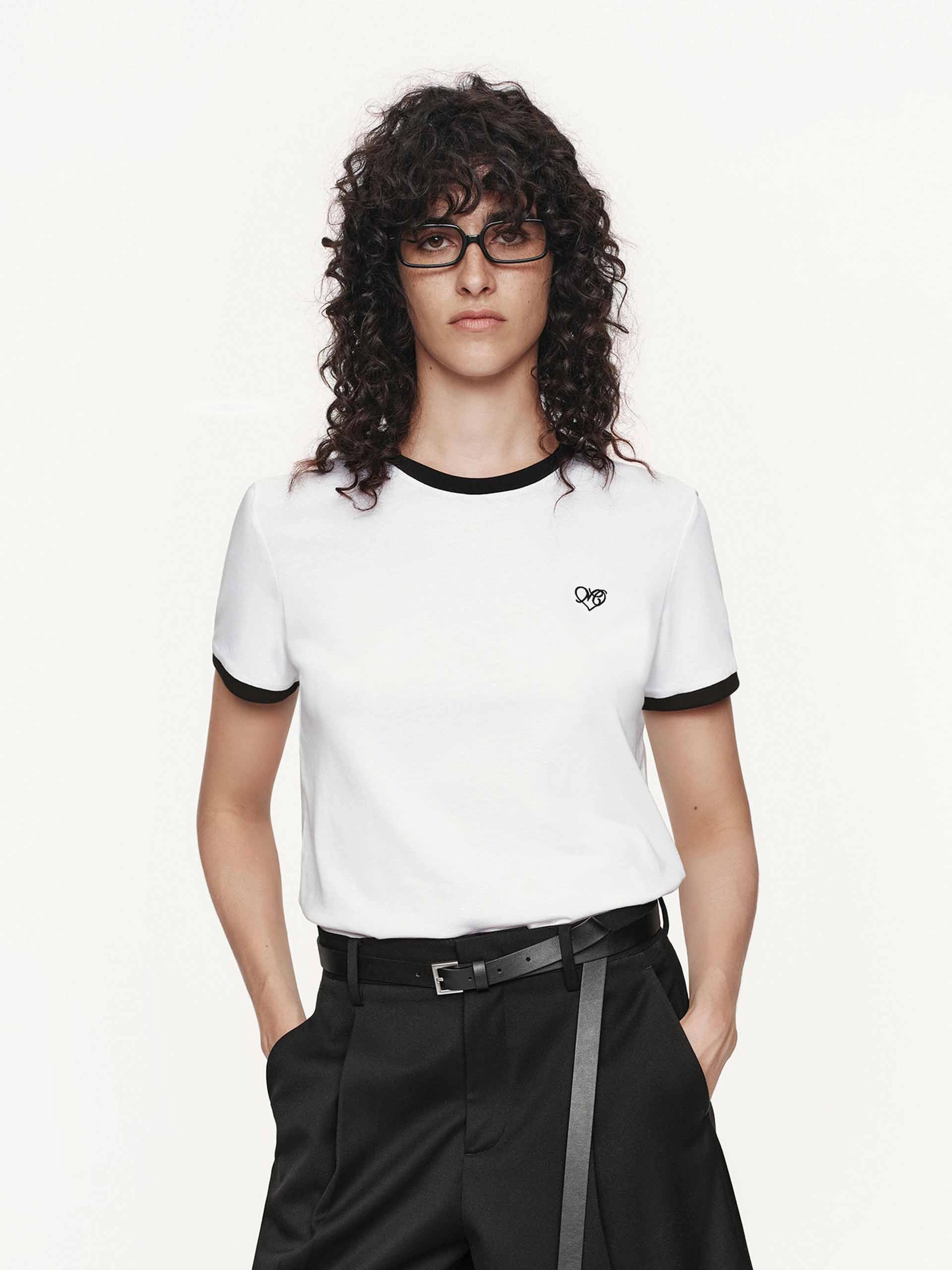 Daily Outfit Style Contrast Color Knitted T-shirt