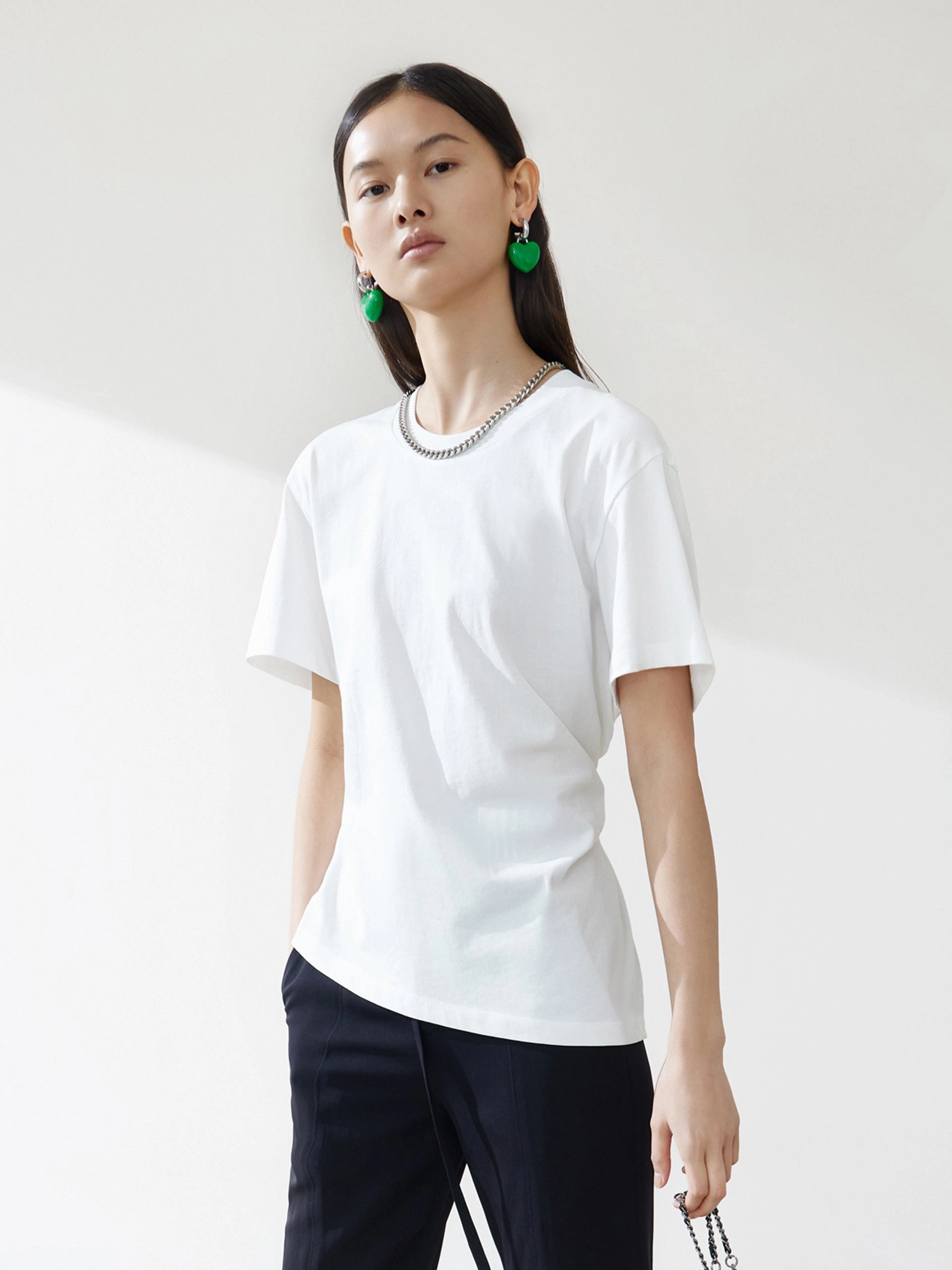 Cotton Cutout Back T-shirt Anti Static Fabric EasyCareFinish