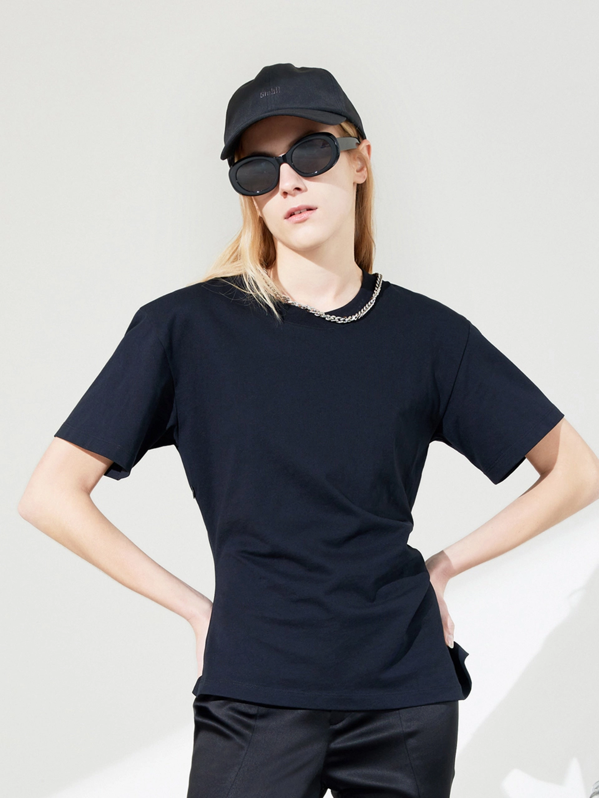 Cotton Cutout Back T-shirt Organic Cotton Wrinkle-Free