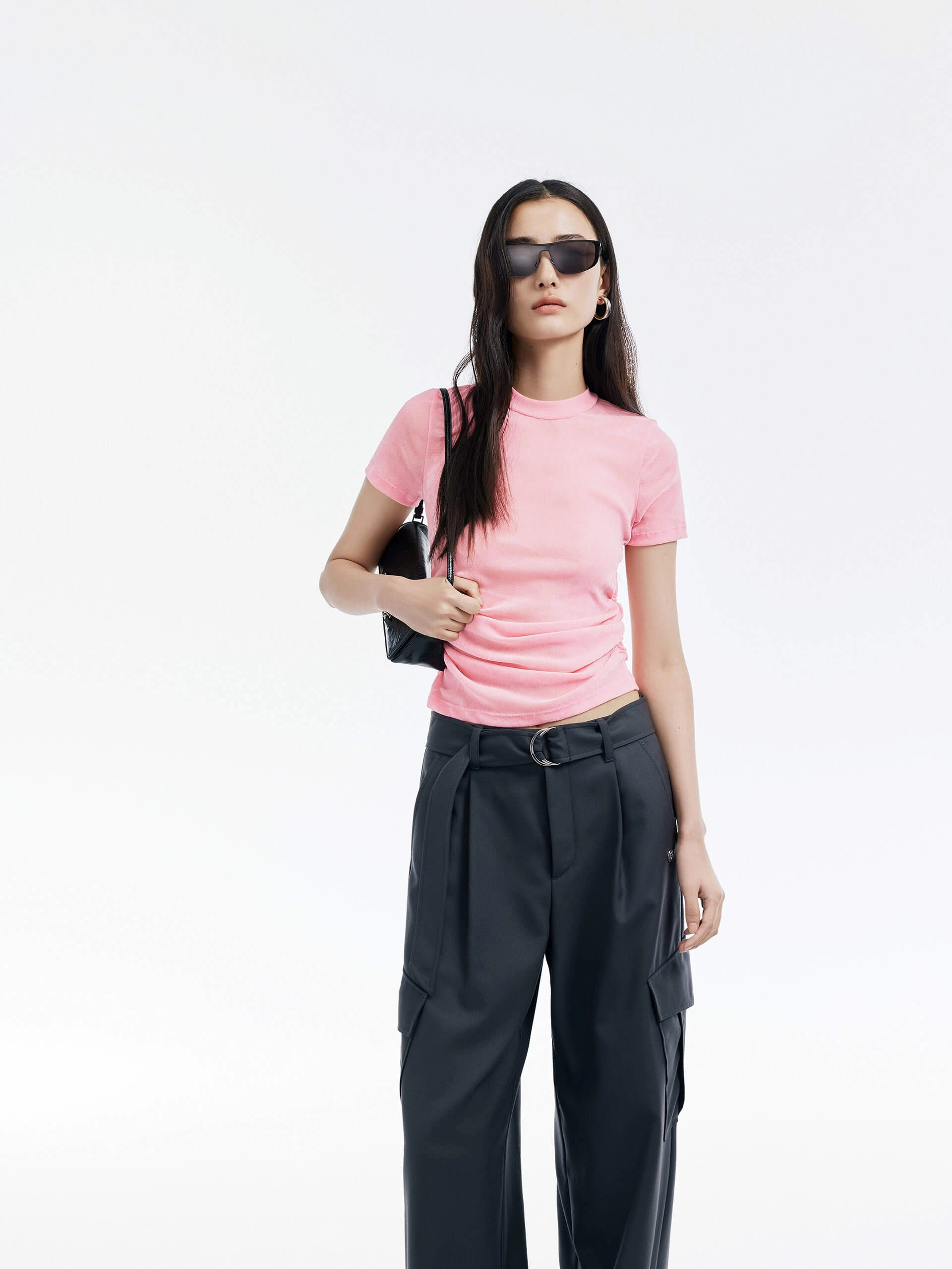 Slim Fit Pleated T-shirt Fashion Comfort