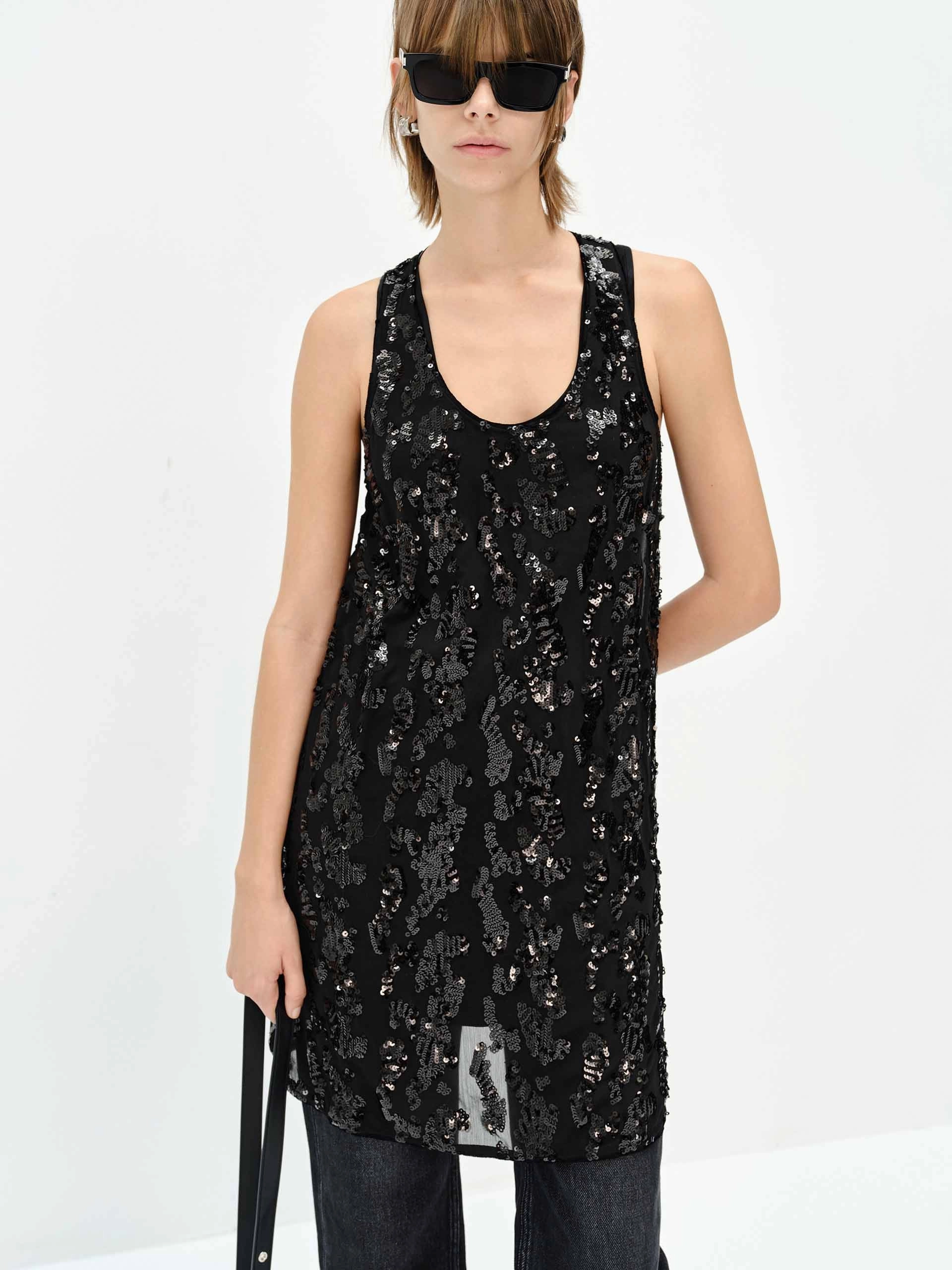 Light Soft Sequin Finished Tank Dress