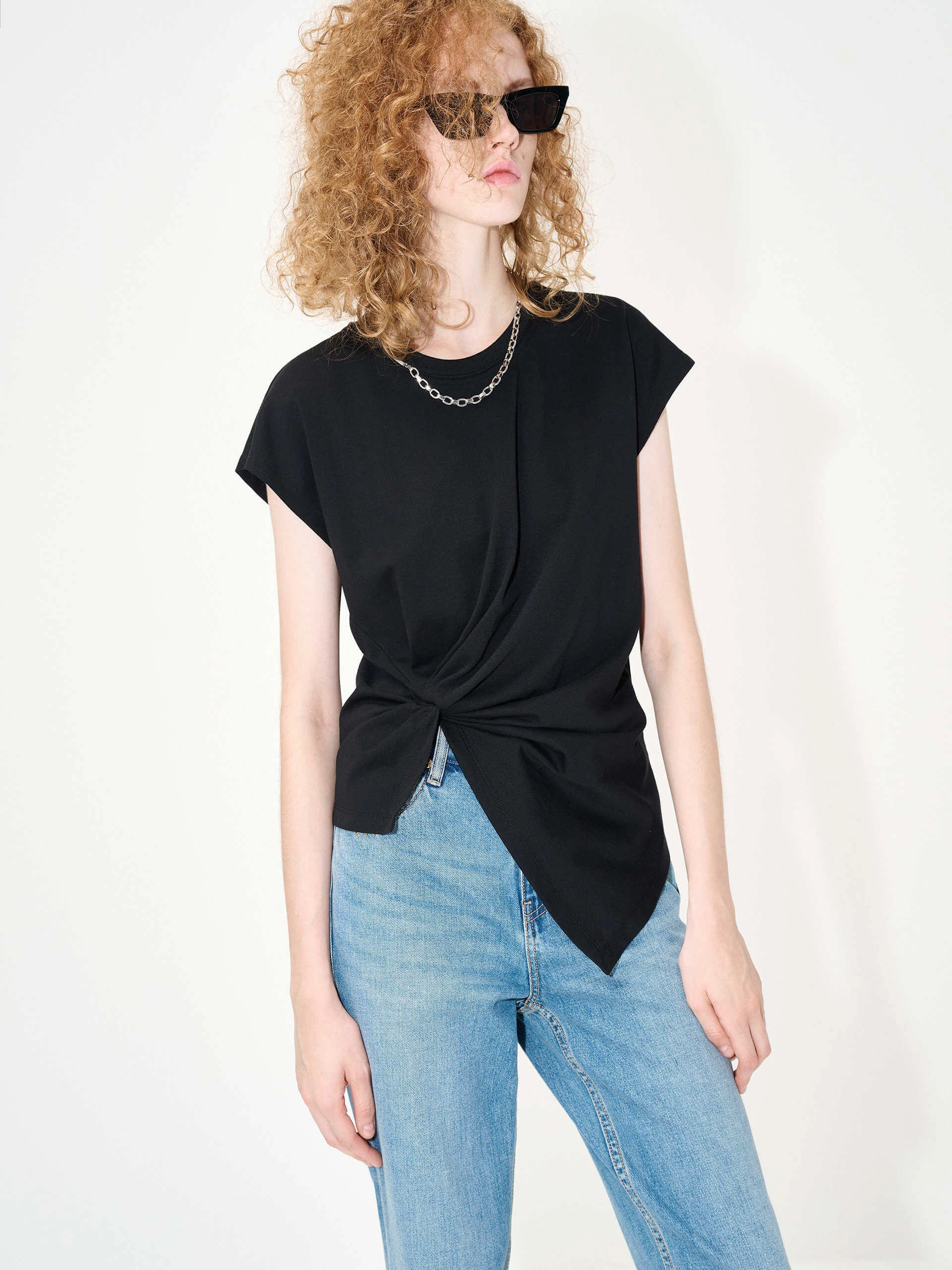 Irregular Twist Cotton T-shirt Timeless Piece winter warmth