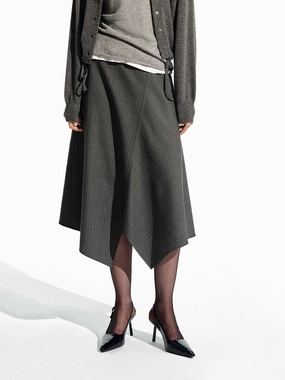 Abrasion Resistant Surface Asymmetric Pinstripe Skirt