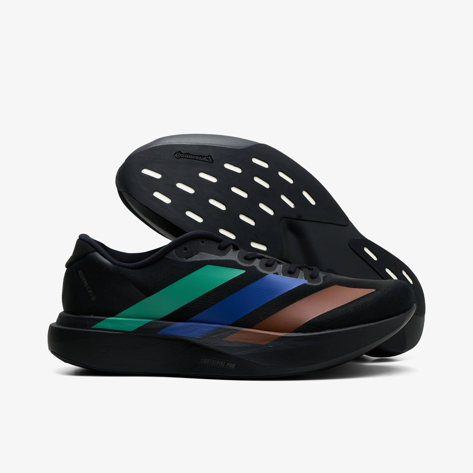 adidas x Pharrell Humanrace Adizero EVO SL Core Black / Semi Court Green - Semi Lucid Blue Lace Free Lightweight Ethylene Vinyl Acetate