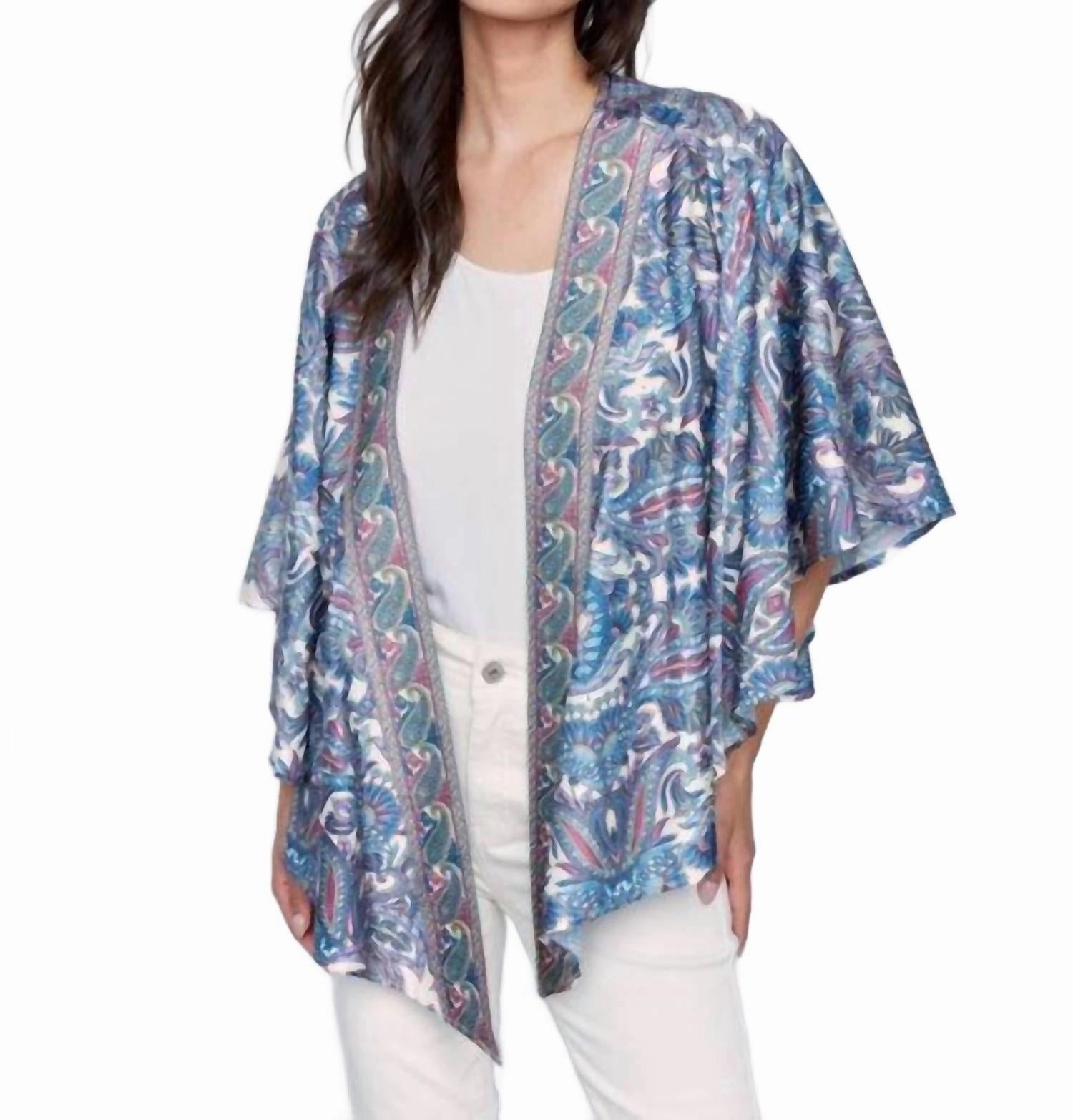 Odor Resistant Finish Satin Kimono In Blue