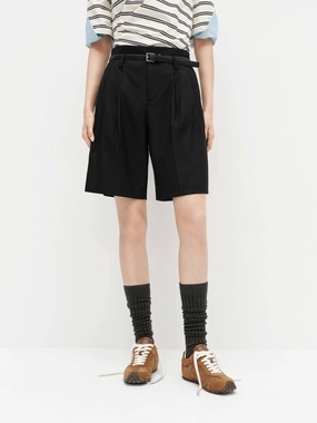 Include Belt Tailored Shorts Stretch Comfort
