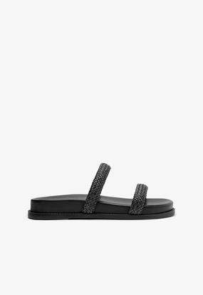 Ruby Black Sporty Sandal Slip On Style