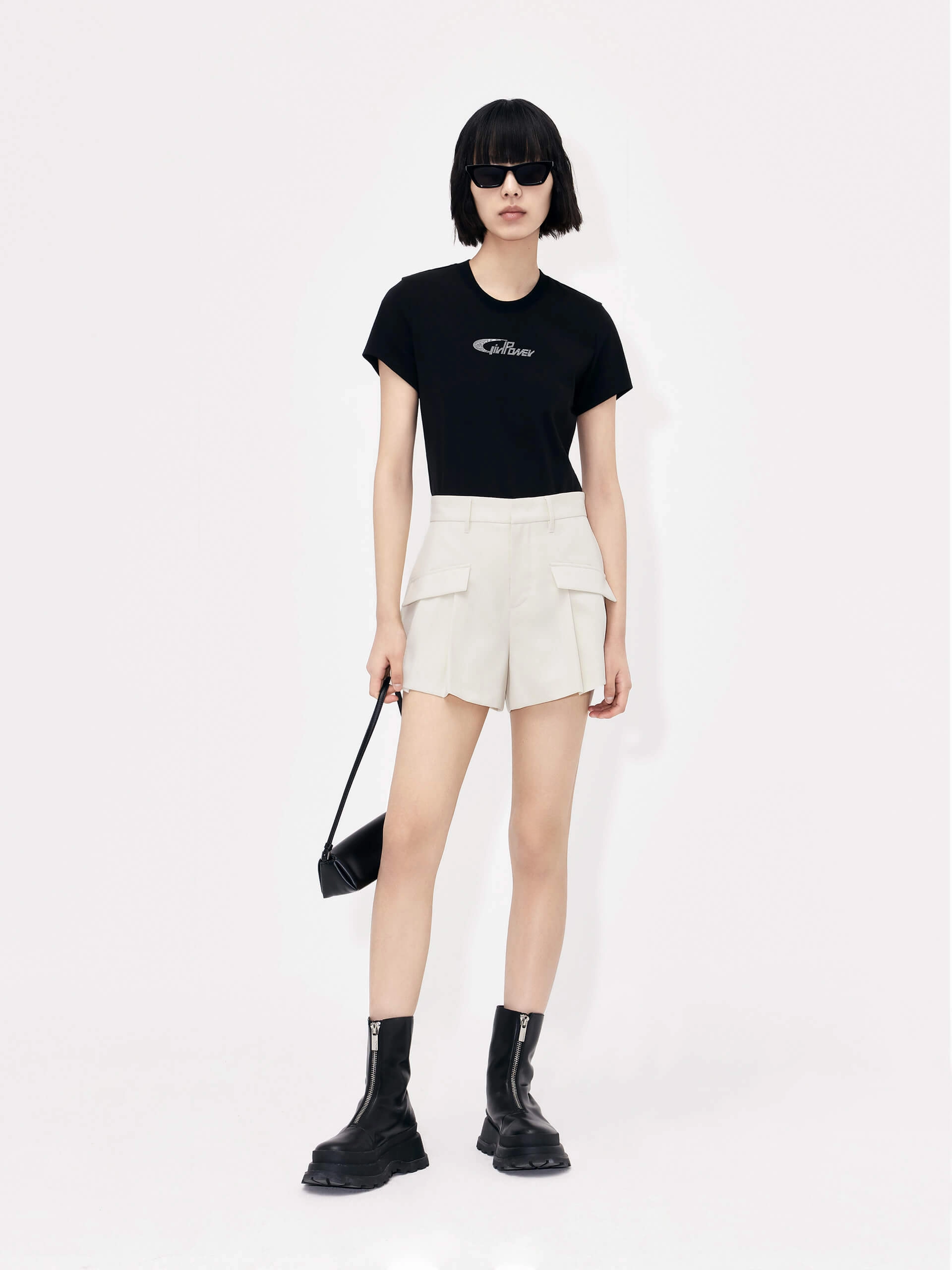 DoubleLayeredKnees Pleated Cargo Shorts