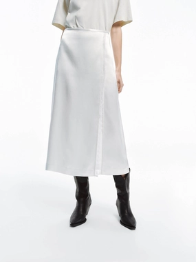 AbrasionResistantFabric Slant Slit Detail Midi Skirt