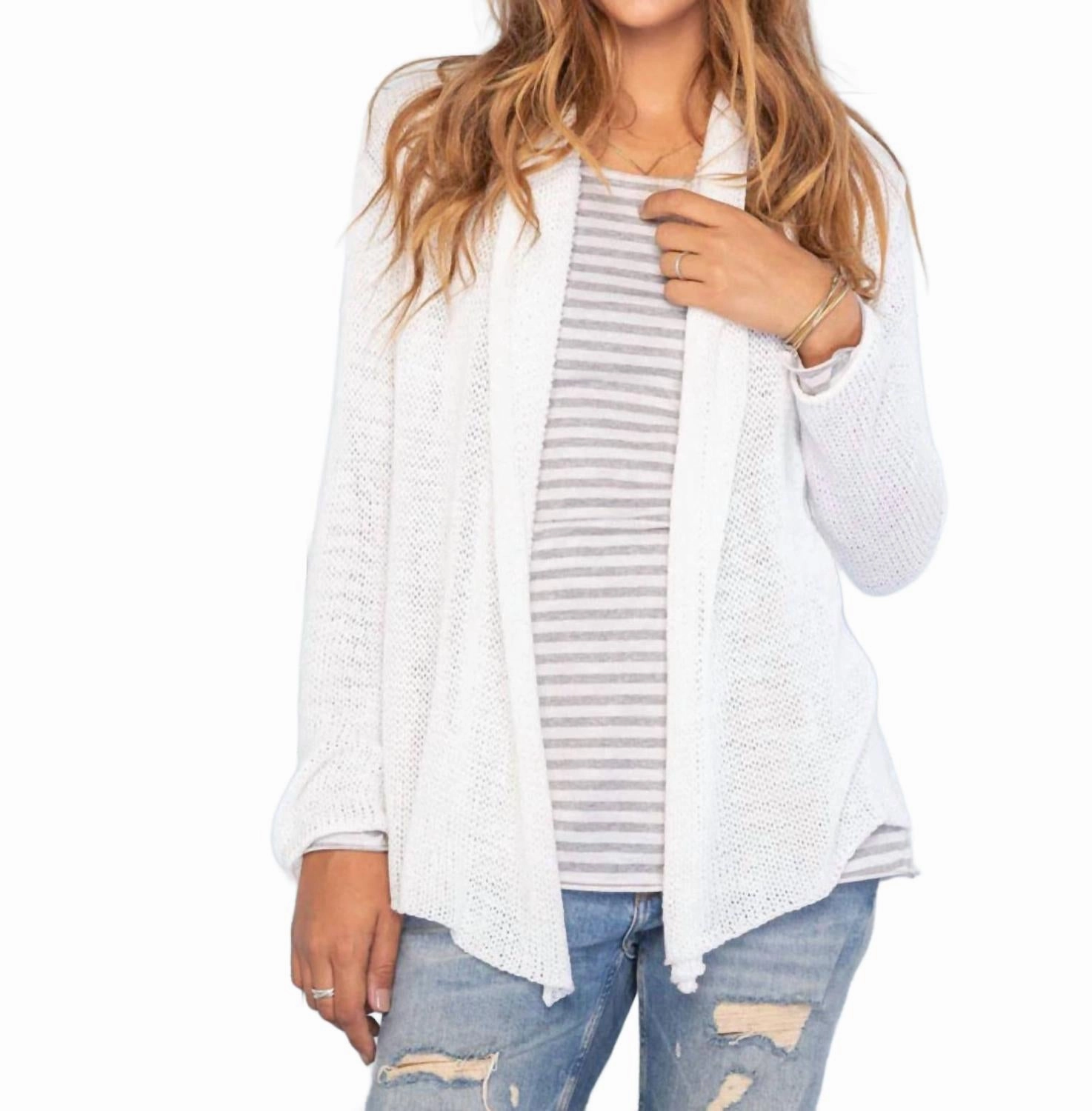 Cotton Wrap Cardigan In Breaker White Anti Pilling