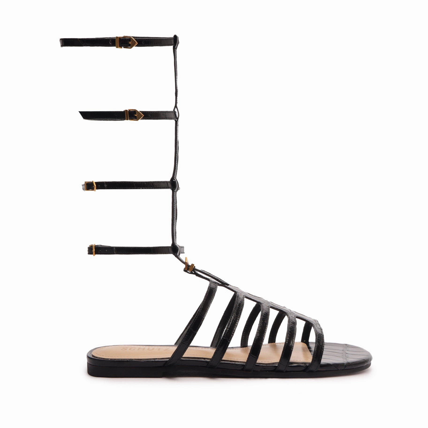 Hayden Crocodile-Embossed Leather Sandal Field Walk Suede Soft