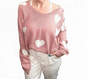Layered Wear Thermal Lining All My Love Heart Sweater In Pink