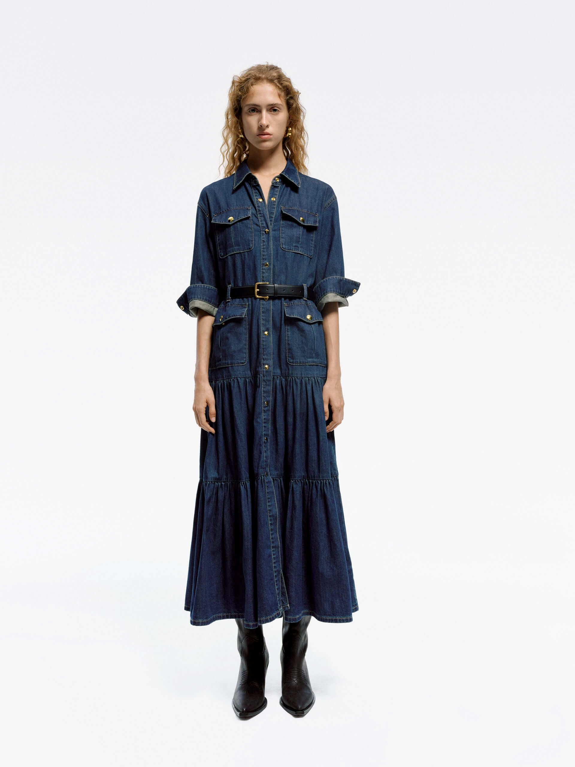 A-line Pleated Dress Draped-Style