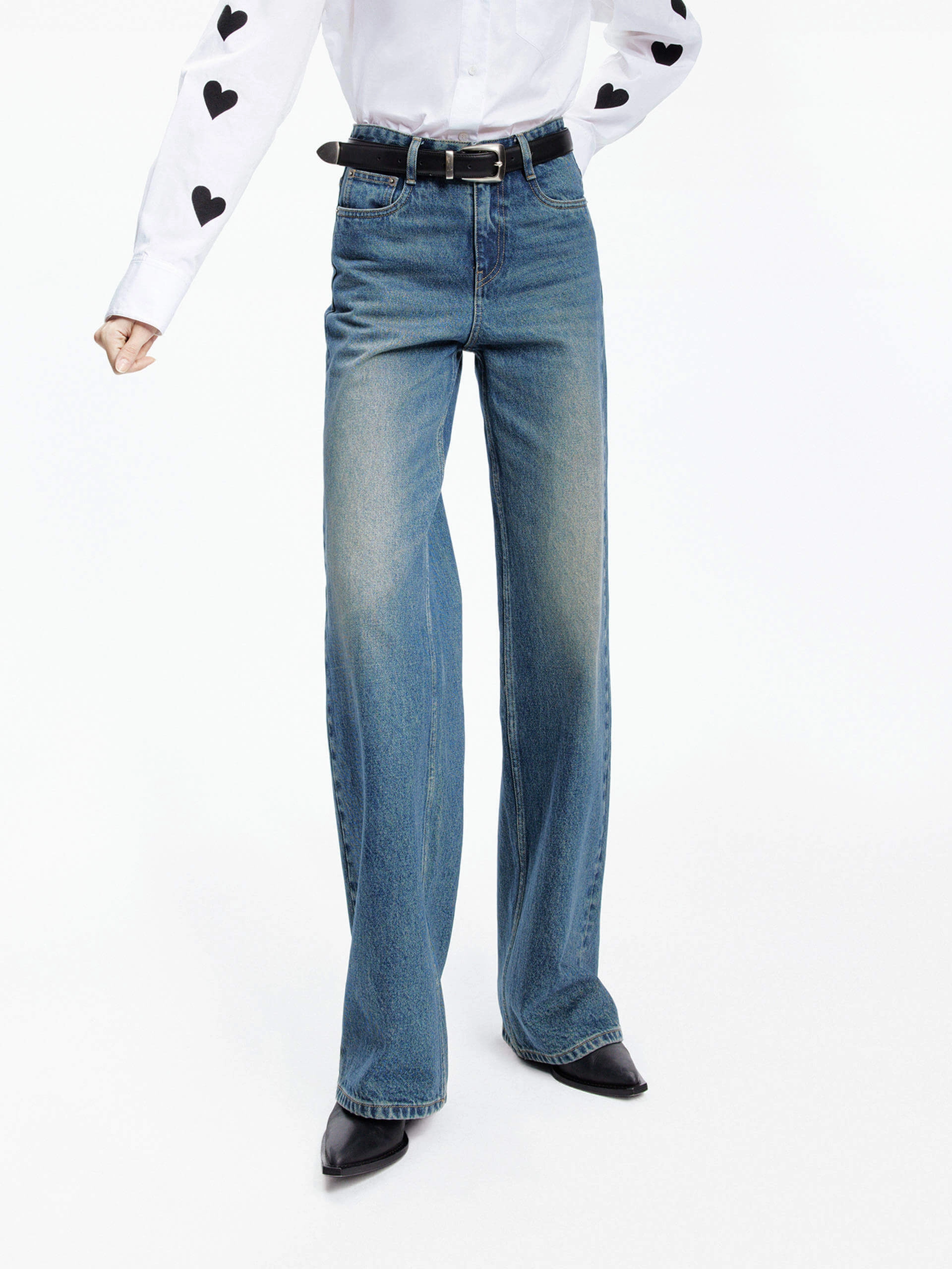 Comfy Cotton Straight Jeans Winter Warmth Student Outfit Textured