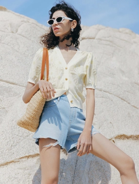 Ripped Detail Cotton Shorts No Tag Functional Fashion