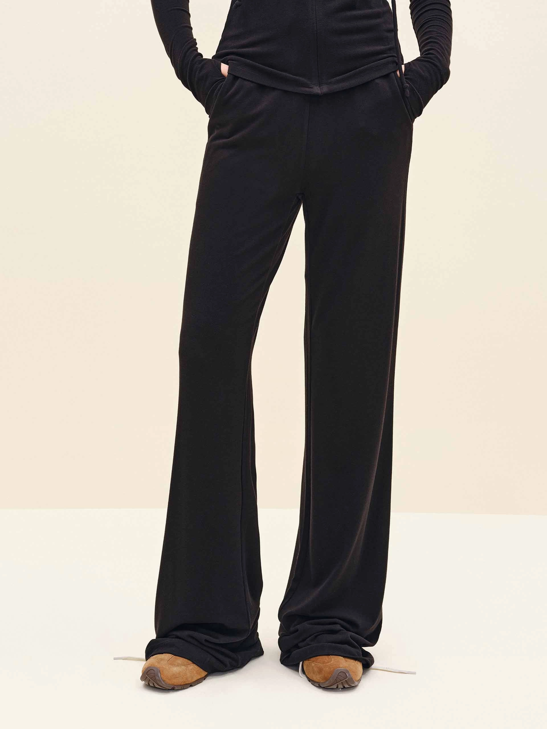 Wide Leg Drawstring Flared Trousers