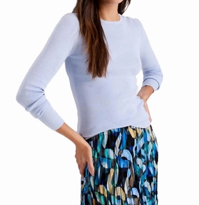 Wrinkle Free Material Winter Layer Ribbed Sweater Tee In Powder Blue