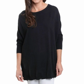 Chilly Knit Tactile Grid Knit Halsey Dolman Sweater In Black
