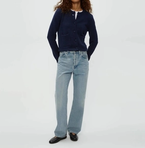 Comfy Layers Fade Resistant Textiles Opaline Cardigan In Navy
