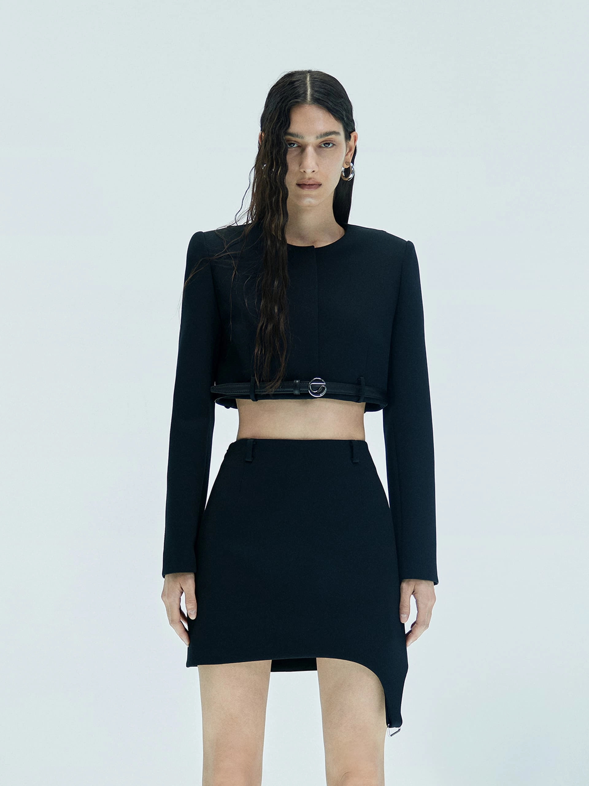 anti slip grip Belted Cropped Jacket