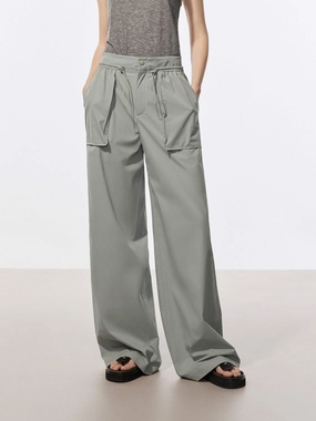 Drawstring Detail Pocket Pants Breathable fabric Comfort Ready