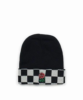 Checkerboard Beanie - Black Double Layered Hood Assembly