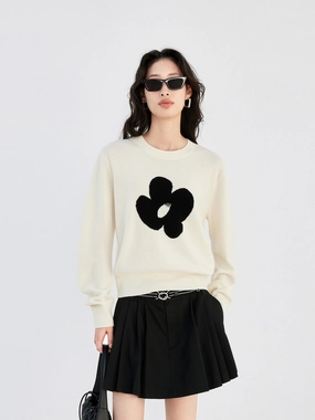RawEdgedDesign Gym Wear Floral Pattern Wool Sweater