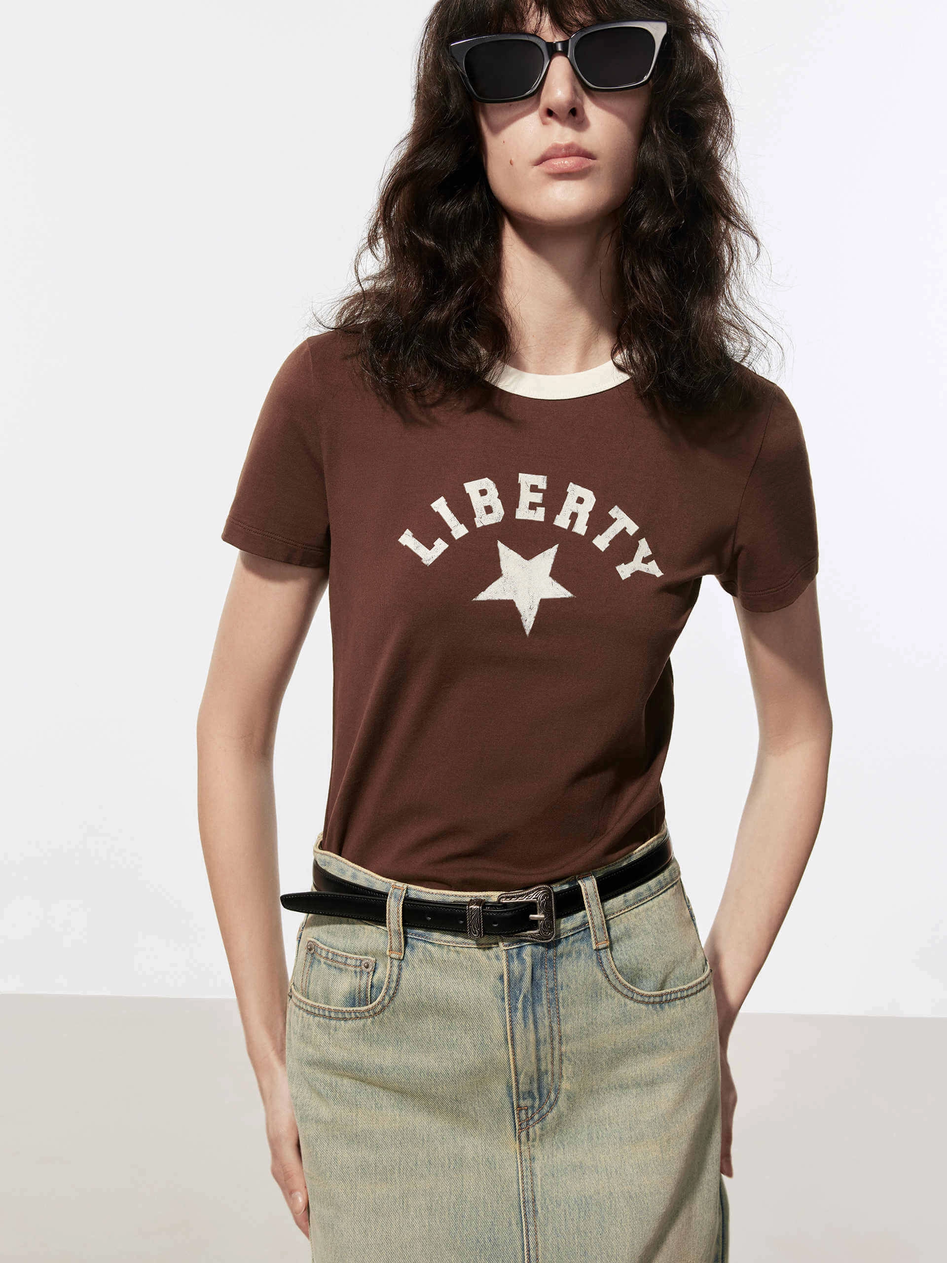 Contrast Collar Cotton T-shirt FlexibleKnit Breathable Fit Wear