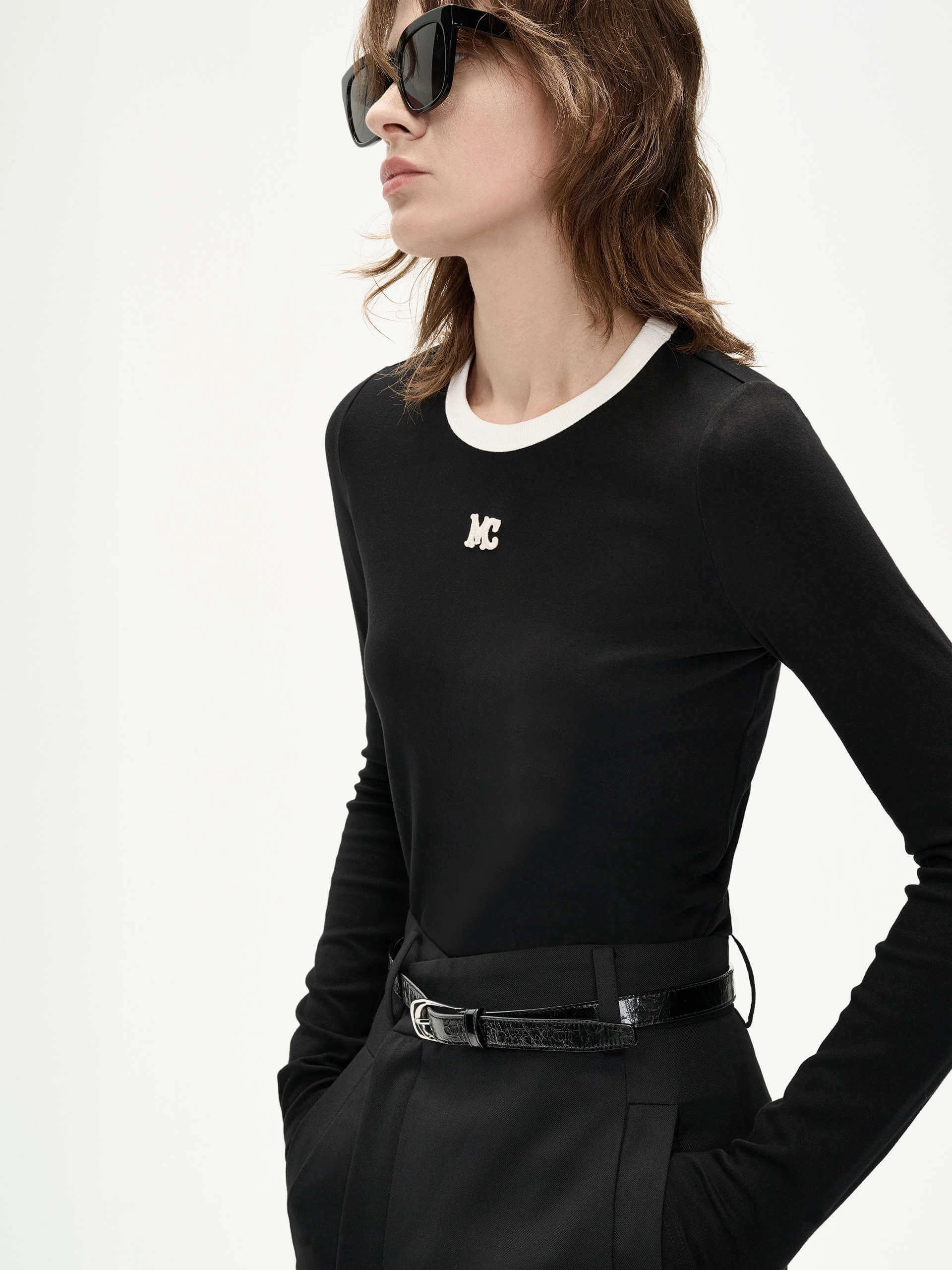 Good stretch Beachwear Contrast Collar Logo T-shirt