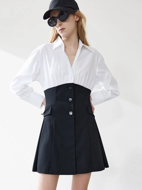 Contrast Cotton Shirt Dress Comfortable shift dress