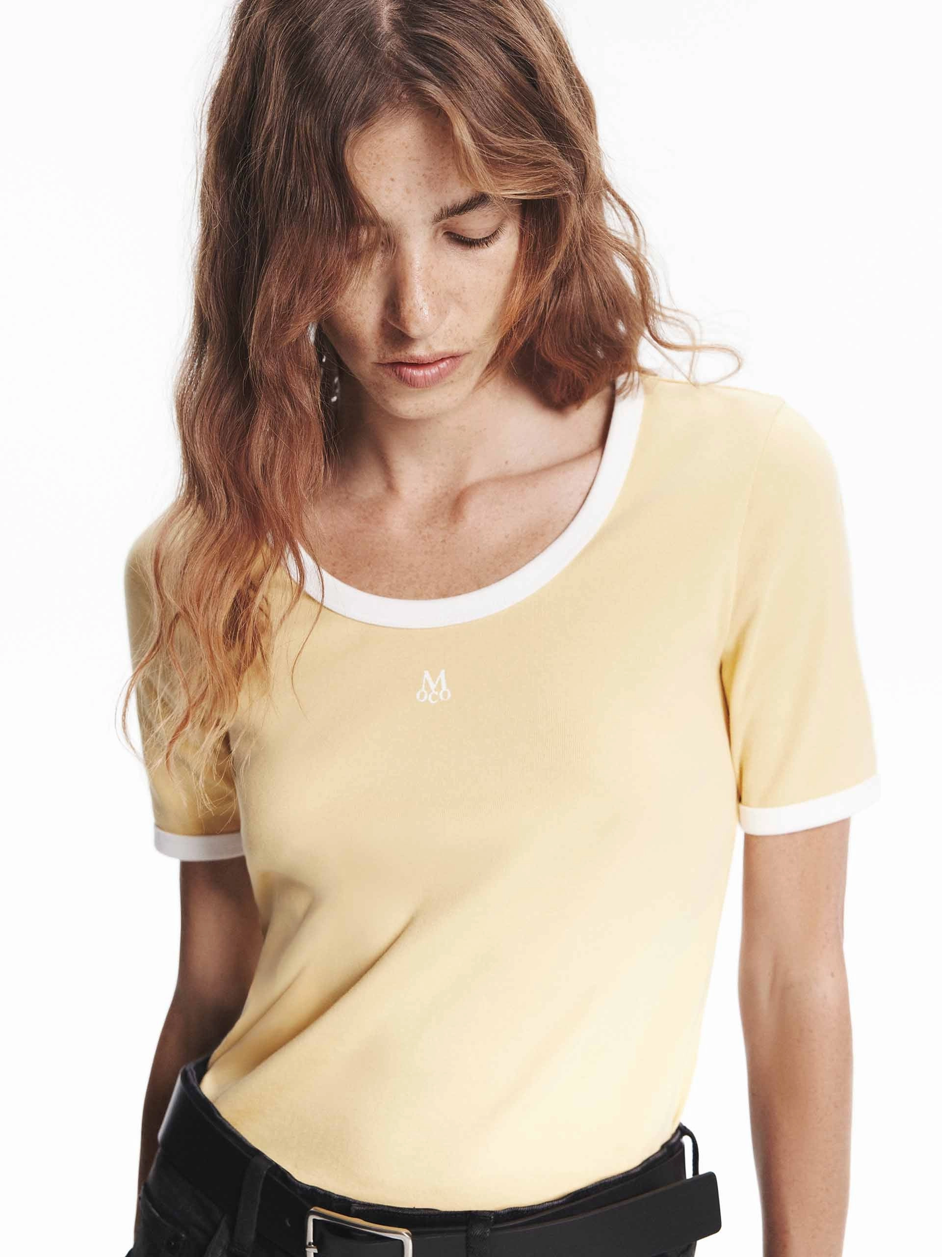 Vintage Wash Casual Layering Wear Contrast Detail Fitted T-shirt
