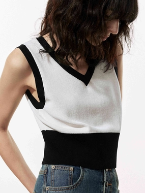 Contrast Detail Knitted Top Active Look