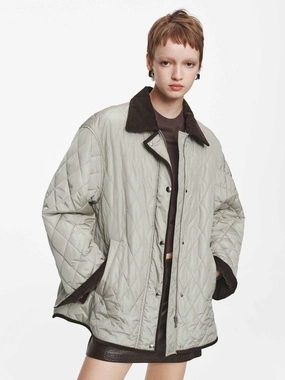 Contrast Detail Quilted Down Jacket Sleek Outer
